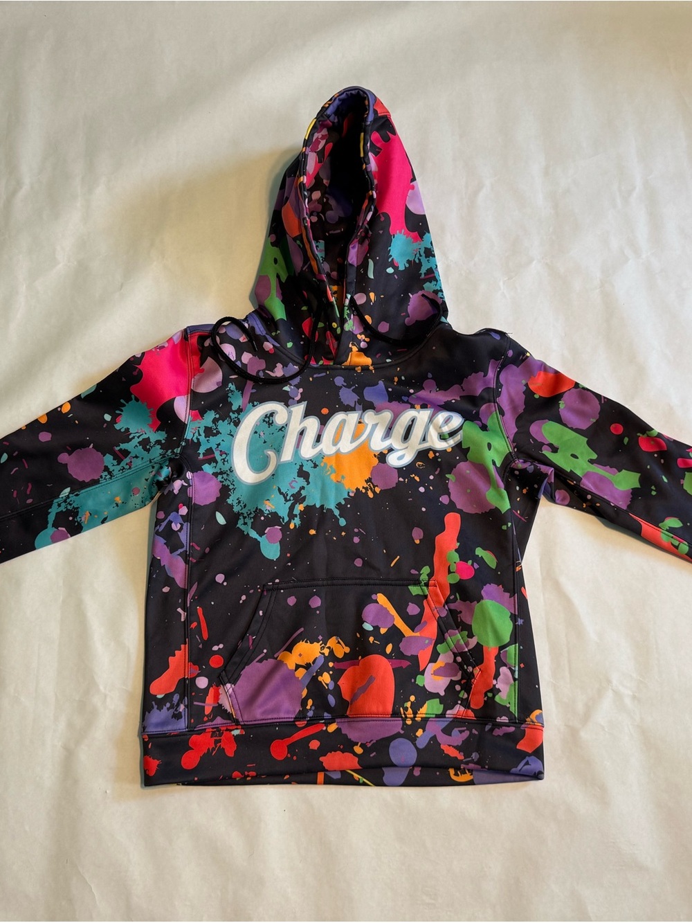 Charge Kids' Hoodie - Black Multi Paint-Splash